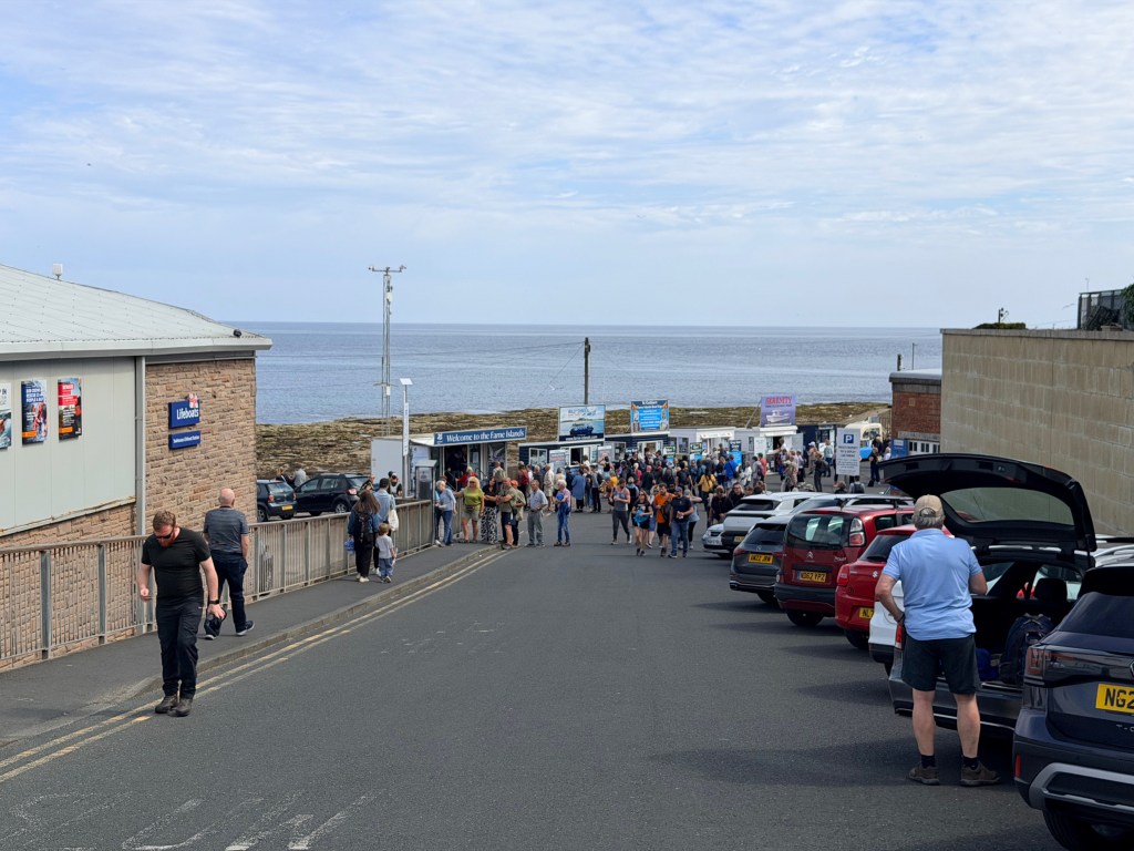 Seahouses harbour with boat tour booking offices